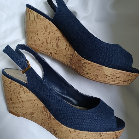 Call It Spring Navy Wedge Sandals - Picture 4 of 4
